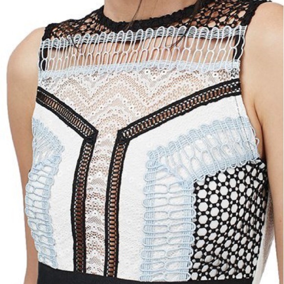 Topshop Lace and Crochet Midi Color Block Dress - Picture 4 of 9